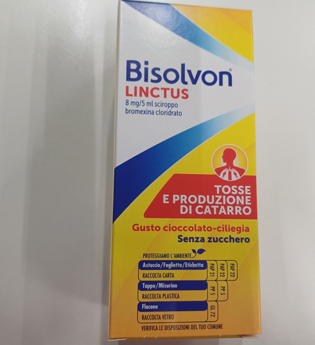 Bisolvon linctus 8 mg/5 ml sciroppo - gusto cioccolato-ciliegia  bromexina cloridrato