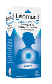 Lisomucil tosse mucolitico 100 mg/5 ml sciroppo con zucchero  lisomucil tosse mucolitico 100 mg/5 ml sciroppo senza zucchero  carbocisteina