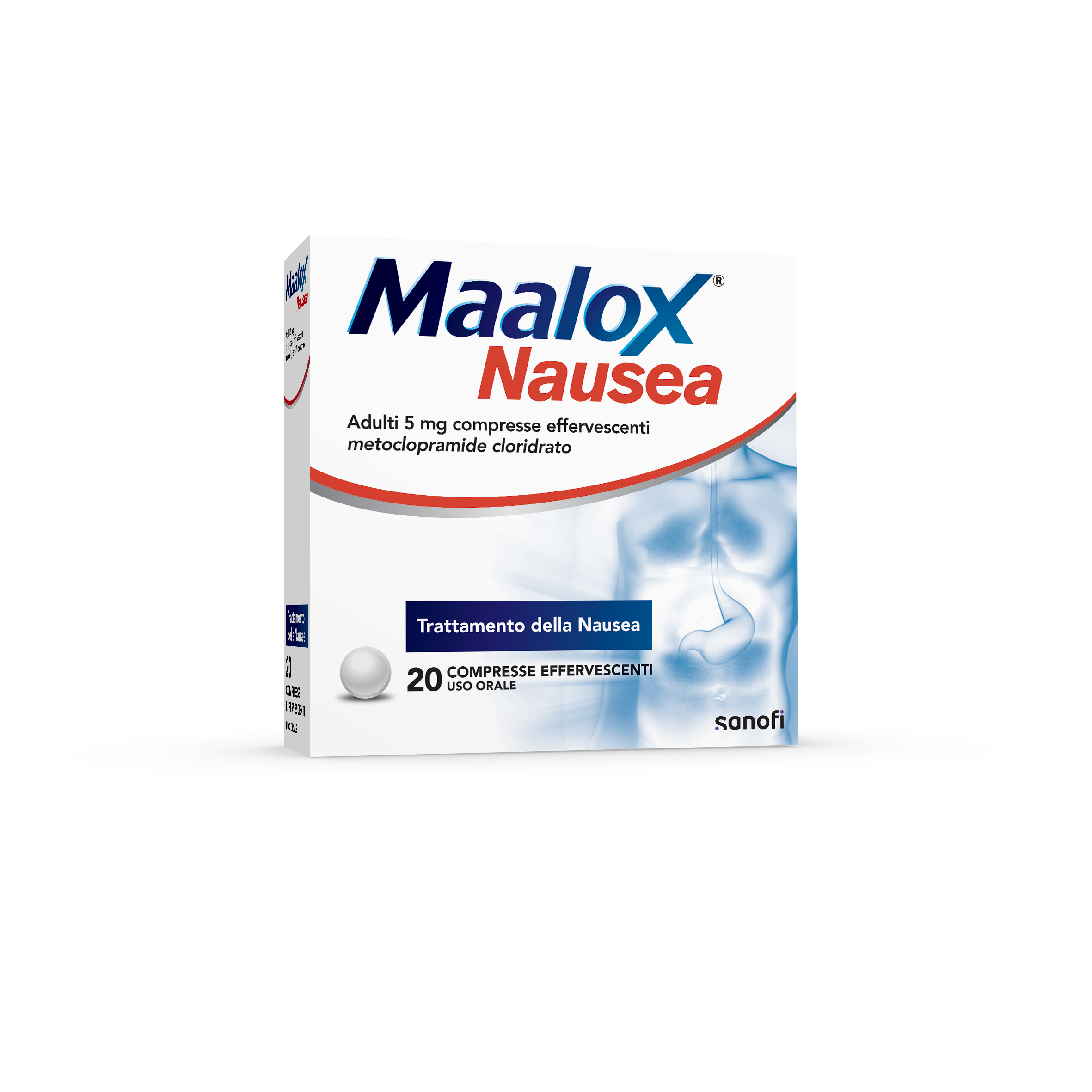 Maalox nausea adulti 5 mg compresse effervescenti  maalox nausea adulti 5 mg granulato effervescente  metoclopramide cloridrato