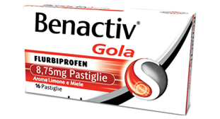 Benactiv gola 8,75 mg pastiglie gusto limone e miele  benactiv gola 8,75 mg pastiglie senza zucchero gusto arancia  flurbiprofene