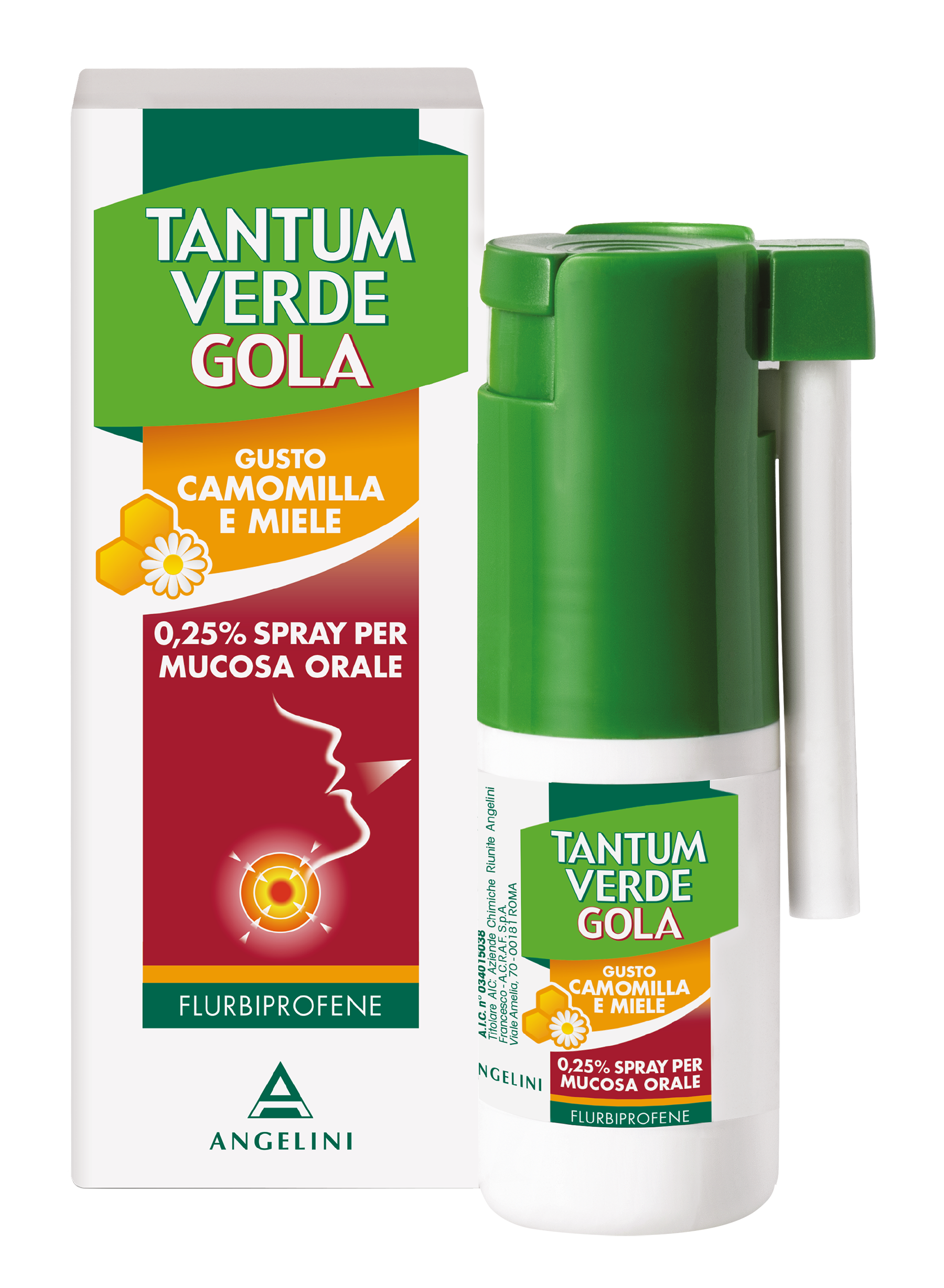 Tantum verde gola 0,25% spray per mucosa orale gusto camomilla e miele  flurbiprofene