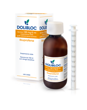 Dolibloc bambini 100 mg/5ml sospensione orale gusto arancia senza zucchero 1 flacone in pet 150ml con siringa dosatrice in pe