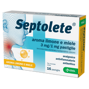 Septolete aroma limone e miele 3 mg/1 mg pastiglie  benzidamina cloridrato/cetilpiridinio cloruro
