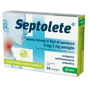 Septolete aroma limone e fiori di sambuco 3 mg/1 mg pastiglie  benzidamina cloridrato/cetilpiridinio cloruro
