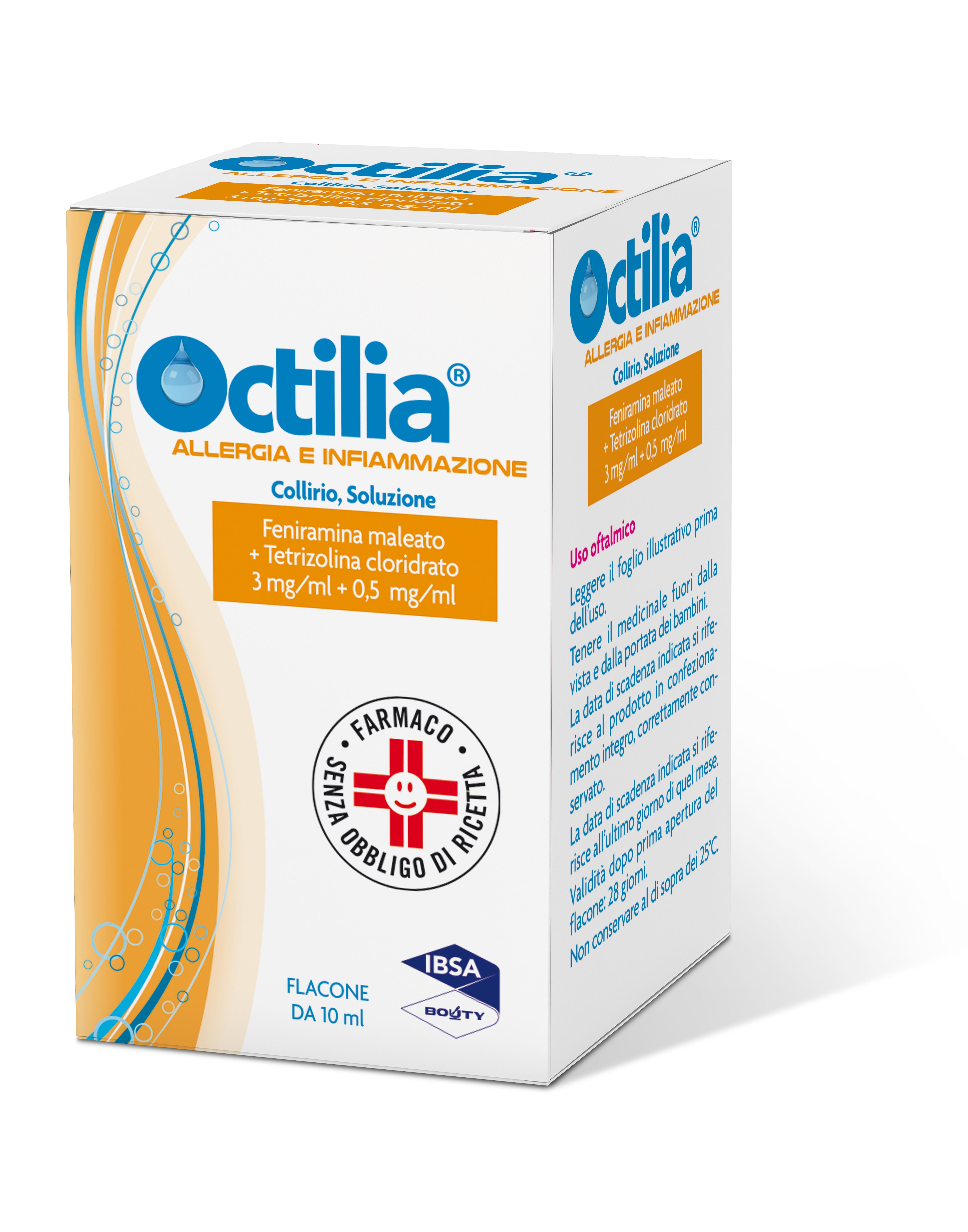 Octilia allergia e infiammazione 3 mg/ml + 0,5 mg/ml collirio, soluzione  feniramina maleato + tetrizolina cloridrato