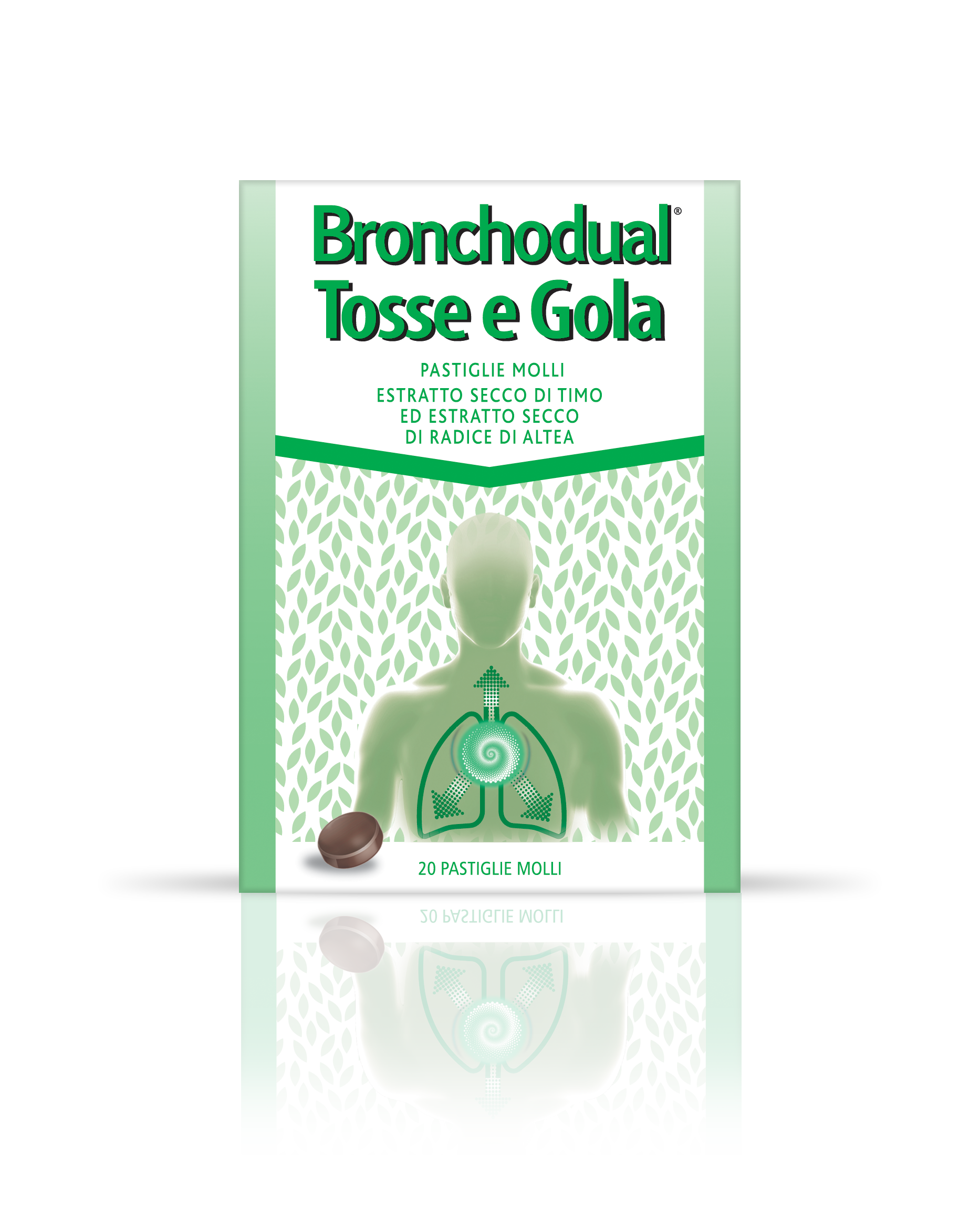 Bronchodual tosse e gola pastiglie molli  estratto secco di timo, estratto secco di radice di altea