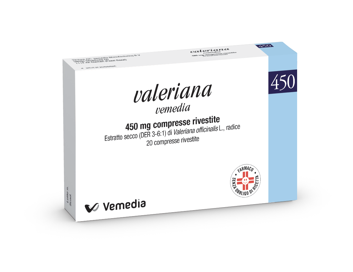 Valeriana vemedia 450 mg compresse rivestite  estratto secco di radice di valeriana officinalis (3-6:1)