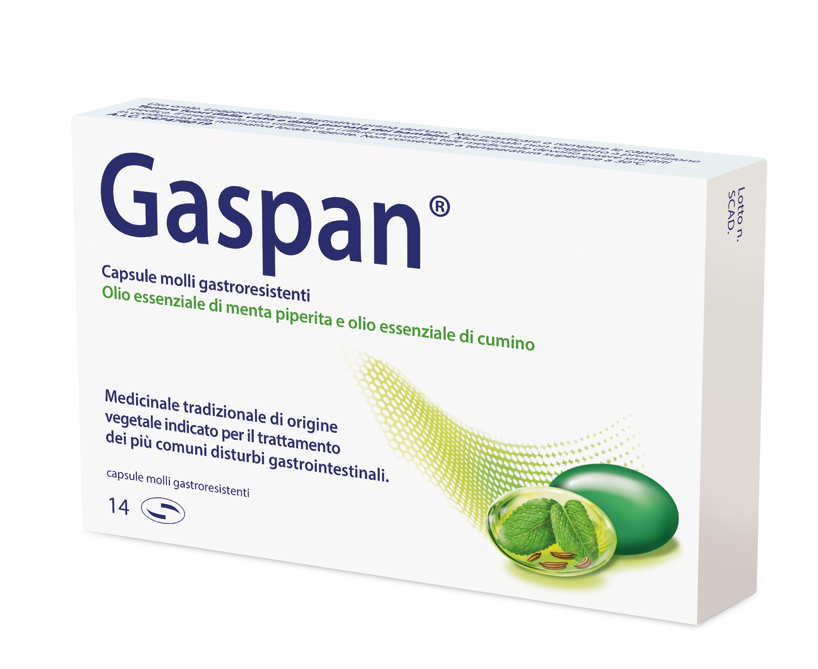Gaspan capsule molli gastroresistenti  olio essenziale di menta piperita e olio essenziale di cumino
