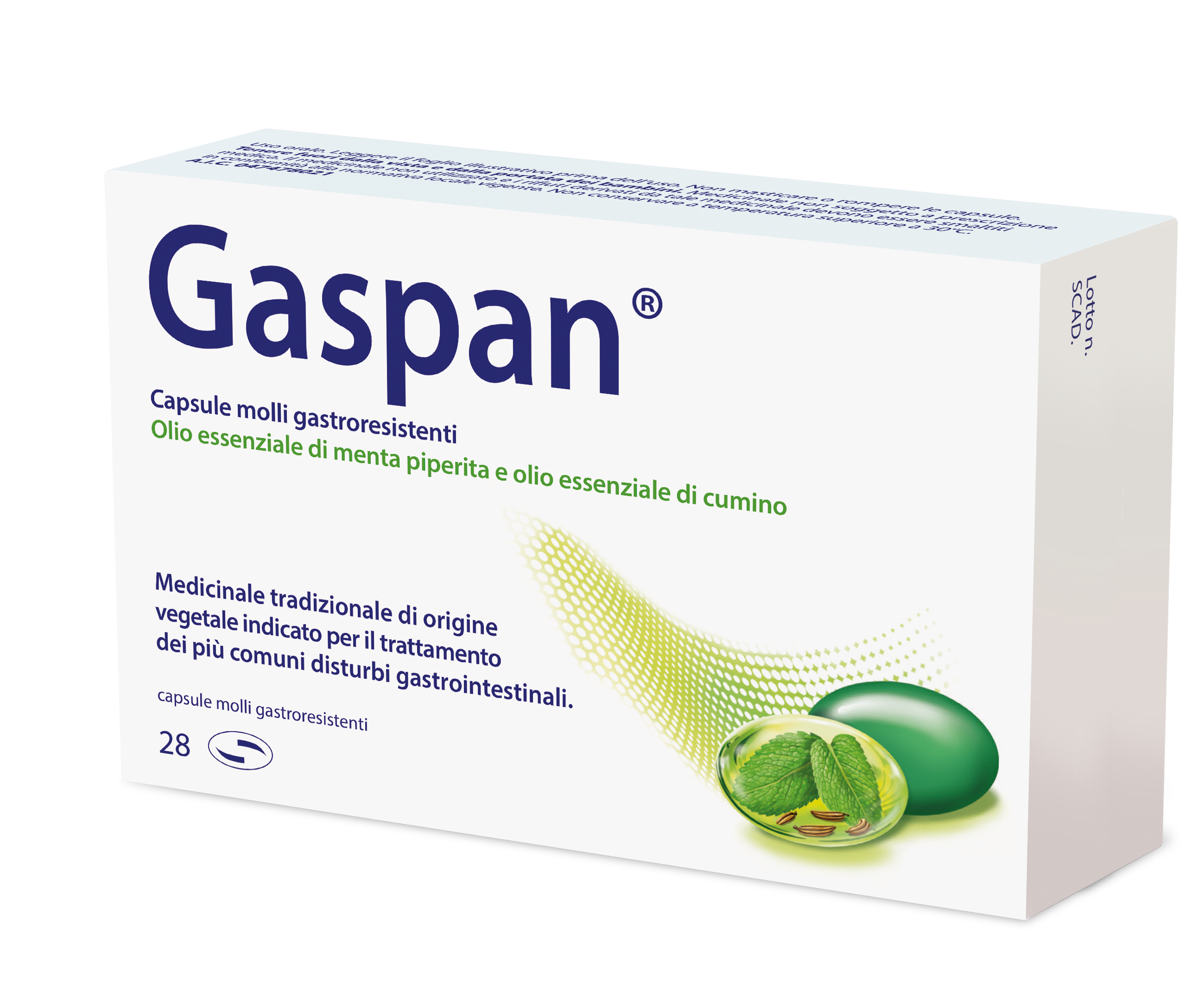 Gaspan capsule molli gastroresistenti  olio essenziale di menta piperita e olio essenziale di cumino