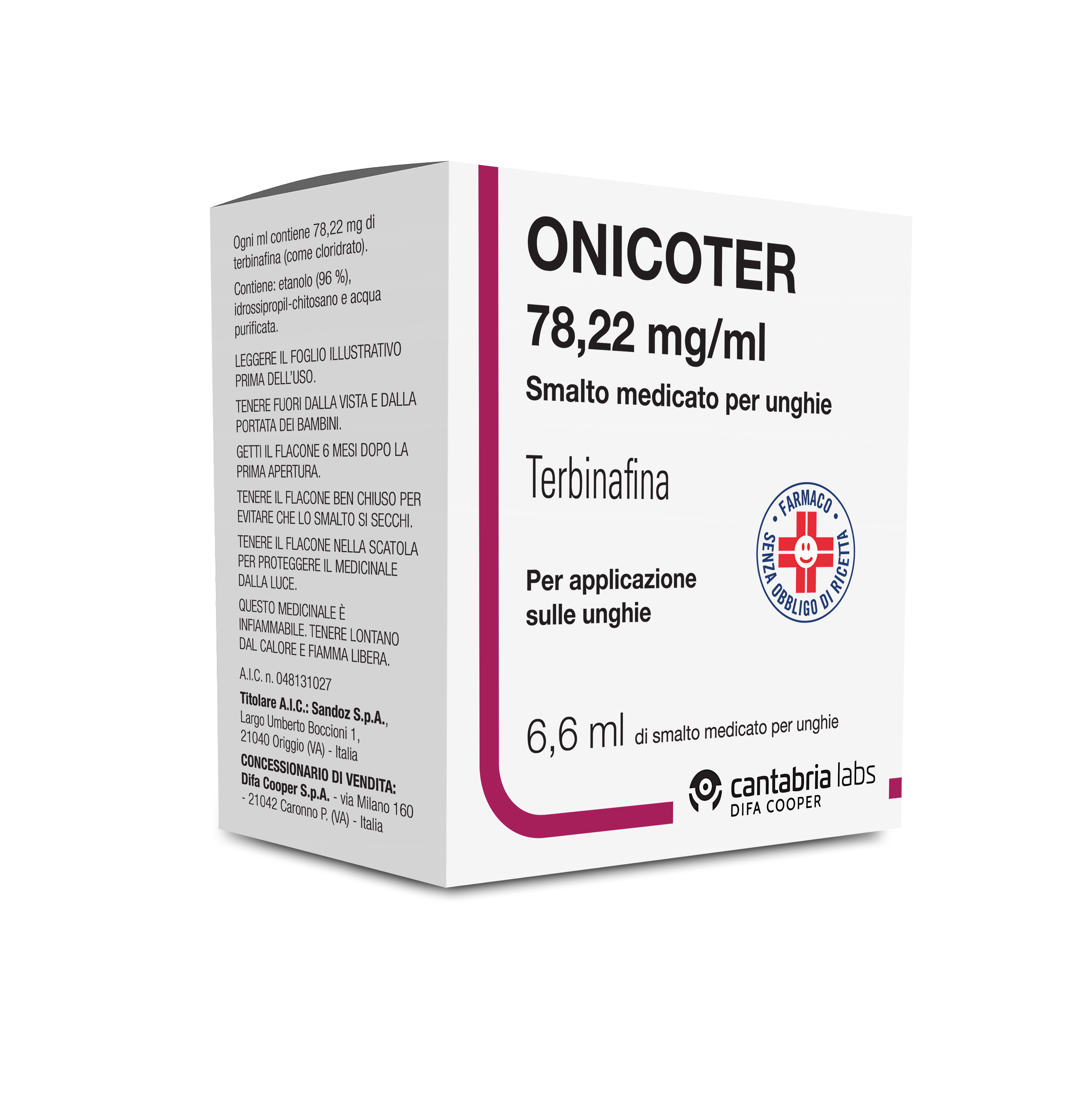 Onicoter 78,22 mg/ml  smalto medicato per unghie  terbinafina