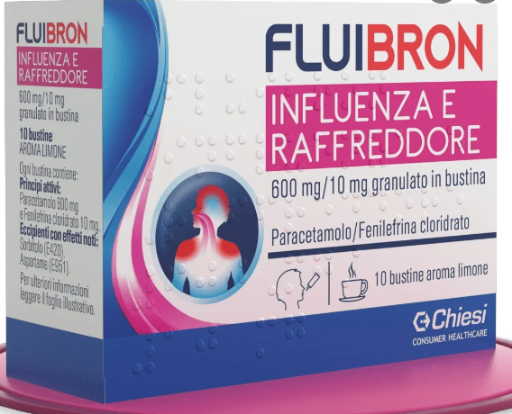 Fluibron influenza e raffreddore 600 mg/10 mg granulato in bustina  paracetamolo/fenilefrina cloridrato