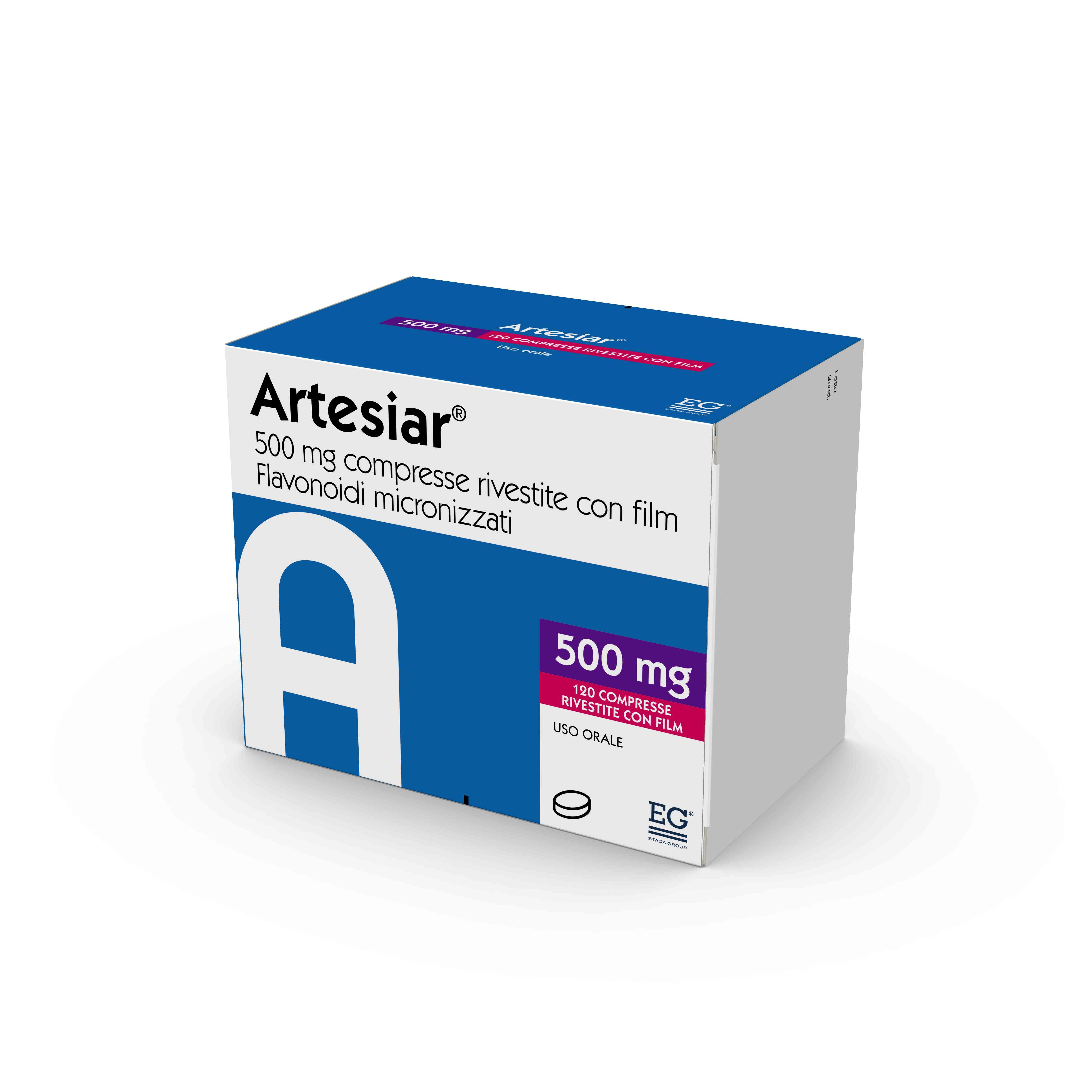 Artesiar 500 mg compresse rivestite con film  flavonoidi micronizzati, come diosmina e altri flavonoidi espressi come esperidina