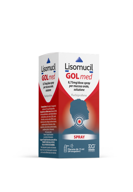 Lisomucilgolmed 8,75 mg/dose spray per mucosa orale, soluzione flurbiprofene