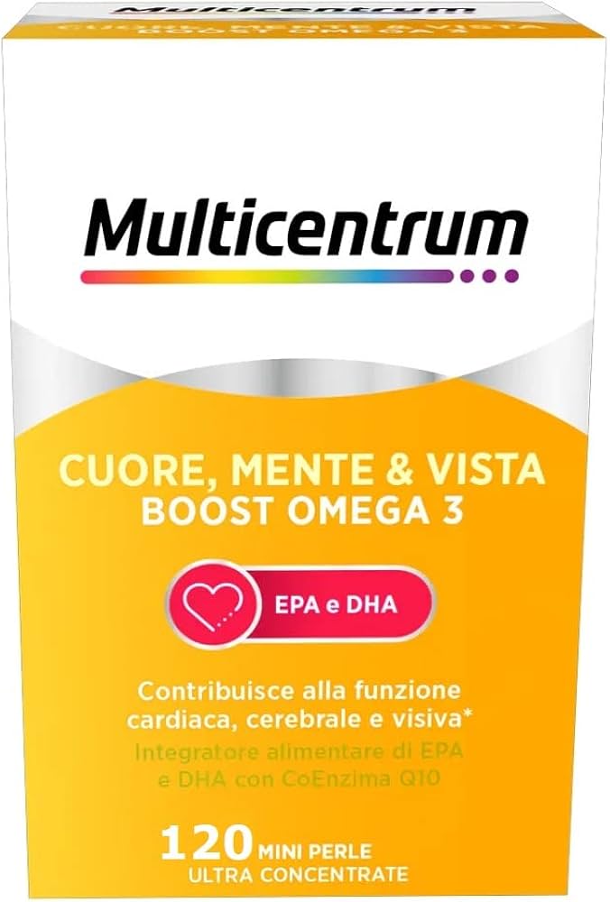 Multicentrum Cuore, Mente e Vista Boost Omega 3 120 capsule| Integratore cuore, cervello e vista