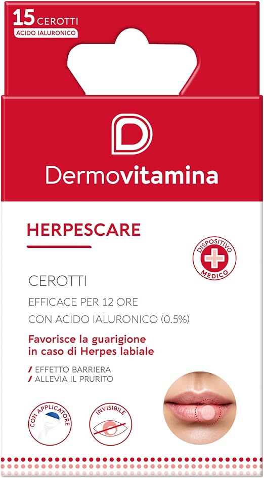 Dermovitamina | Herpescare | Cerotti con acido ialuronico 0,5% | 15 pezzi