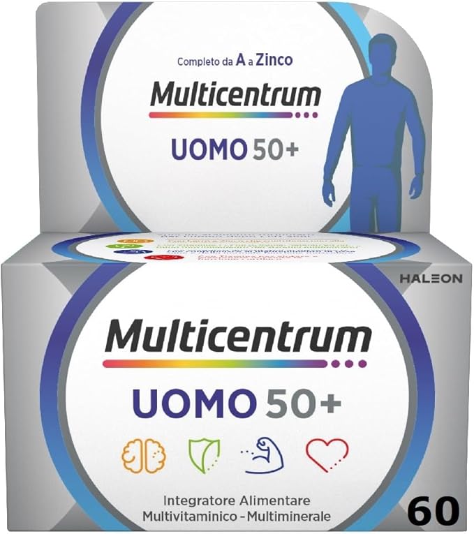 Multicentrum Uomo 50+ 60 compresse | Integratore multivitaminico e multiminerale