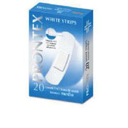 Cerotto prontex white strips in tessuto non tessuto bianco sterile scatola 20 cerotti medi