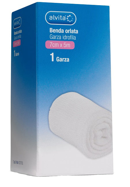 Benda in garza idrofila orlata alvita 7x500cm