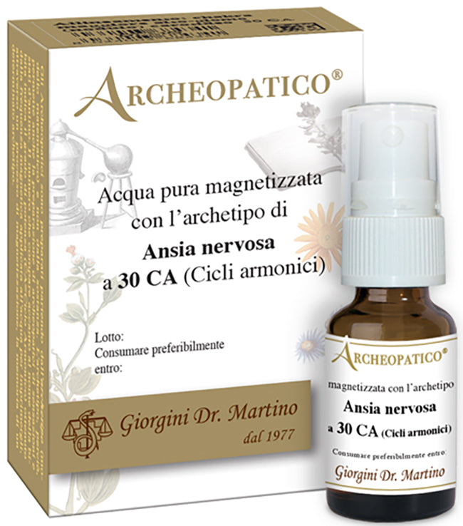 Archeopatico acqua pura magnetizzata con archetipo ansia nervosa a 30 cicli armonici 10 ml