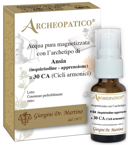 Archeopatico acqua pura magnetizzata con archetipo ansia inquietudine e apprensione a 30 cicli armonici 10 ml