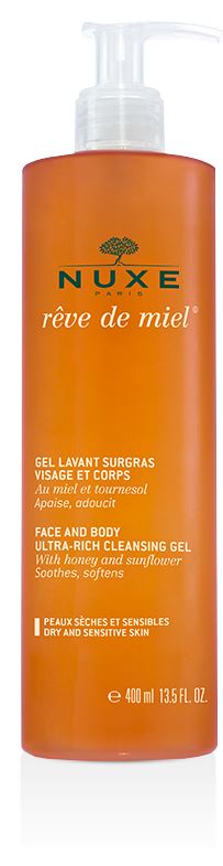 Nuxe reve de miel gel detergente viso e corpo 400 ml