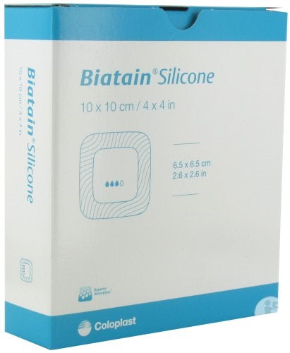 Medicazione biatain in schiuma di poliuretano con bordo adesivo in silicone lite 10x10 cm 10 pezzi