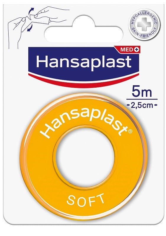 Cerotto medicato in rocchetto hansaplast soft m5x2,5cm