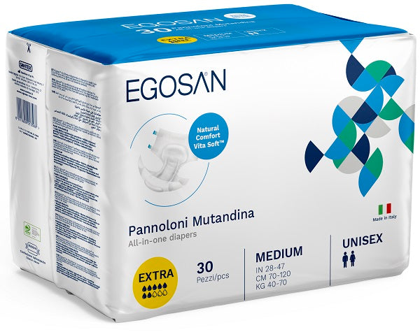 Pannolone a mutandina per incontinenza egosan natural comforrt vita soft medium 30 pezzi