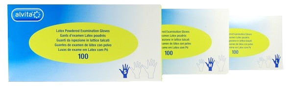 Guanti in lattice monouso taglia small 6/6,5 100 pezzi alvita