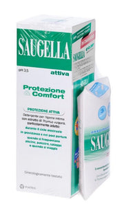 Saugella protezione&comfort bundle 1 attiva 250 ml + 3 assorbenti interni regular in omaggio + gadget stickers motivazionali