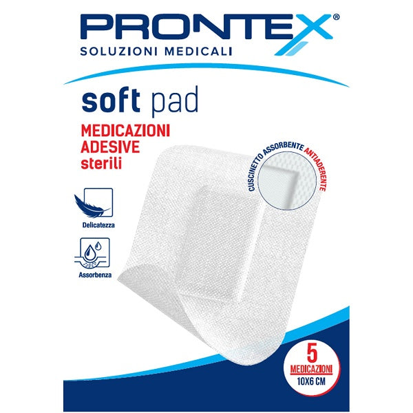 Medicazione adesiva sterile prontex soft pad 10x6 cm 5 pezzi
