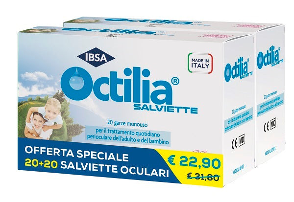 Salviette perioculari octilia bipack 20+20 garze monouso