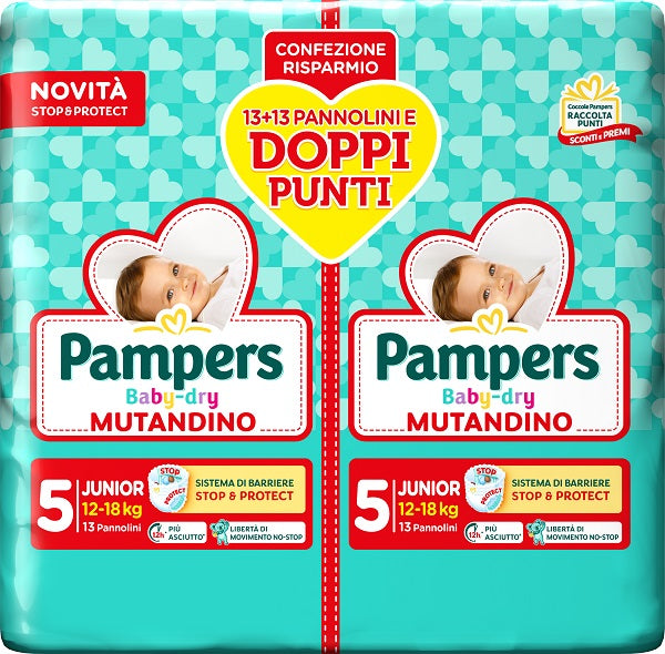 Pampers baby dry pannolino mutandina junior duo 26 pezzi