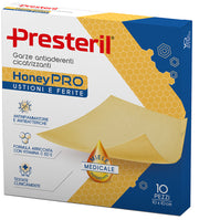 Garza antiaderente cicatrizzante presteril honeypro 10x10 cm 10 pezzi