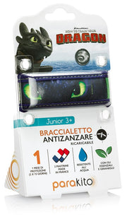 Parakito universal braccialetto antizanzare ricaricabile junior 3+ dragon testa
