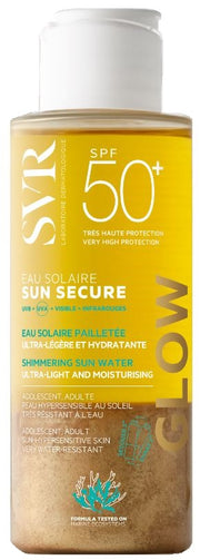 Sun secure eau solaire glow spf50+ acqua solare brillantini ultra leggera e idratante 100 ml