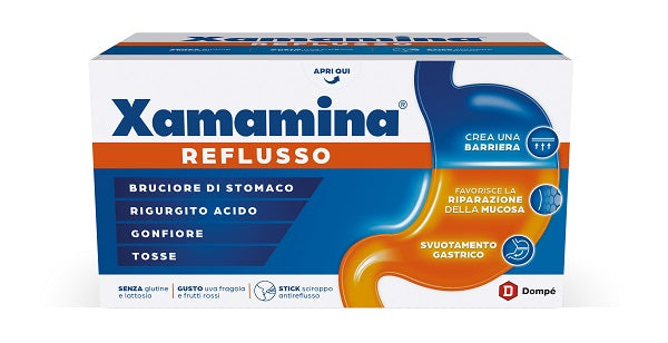Xamamina reflusso 25 stick da 20 ml gusto uva fragola e frutti rossi senza glutine senza lattosio