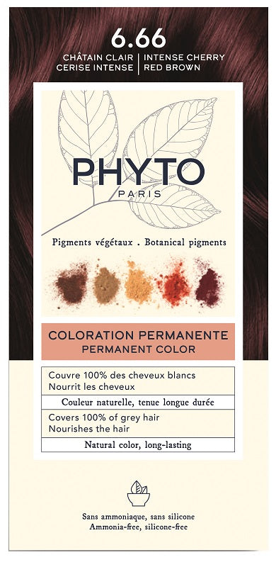 Color kit phytocolor 6,66 castano intenso rosso ciliegia 1 latte rivelatore 50 ml + 1 crema colorante 50 ml + 1 maschera prolunga colore 10 ml + 1 paio di guanti