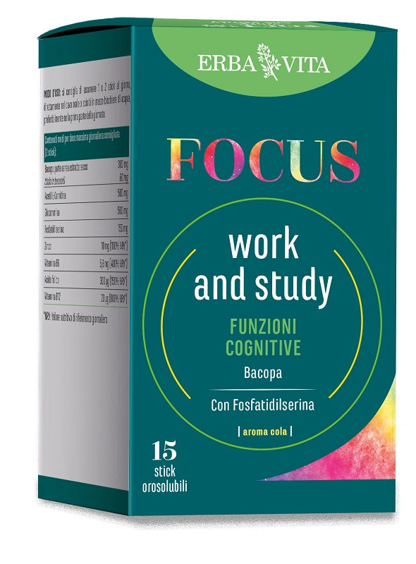 Focus work and study 15 stick orosolubili da 3 g