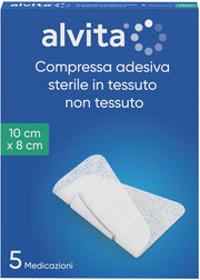 Garza compressa adesiva alvita tnt 10x8cm 5 pezzi