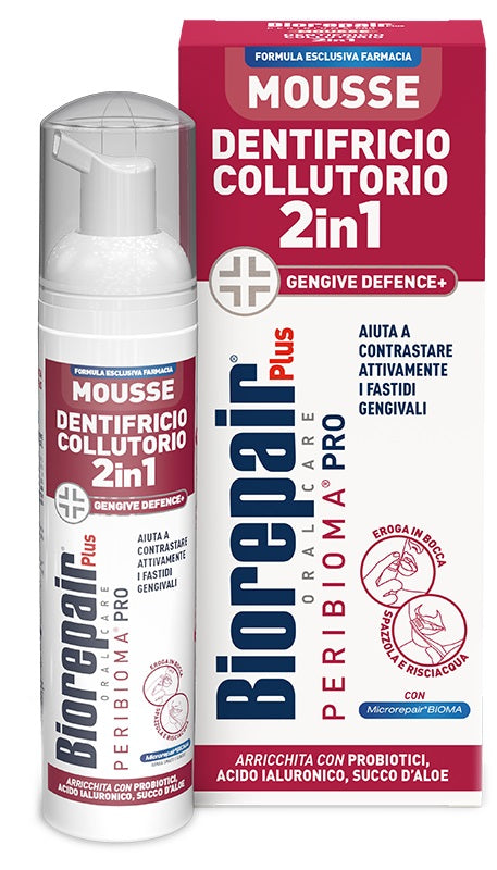 Biorepair plus mousse dentifricio collutorio 2 in 1 gengive 80 ml