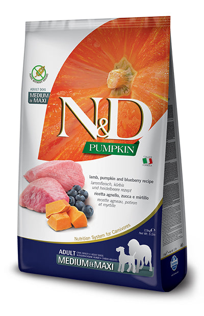 N&d gf pumpkin lamb&blueberry adult medium&maxi 12 kg