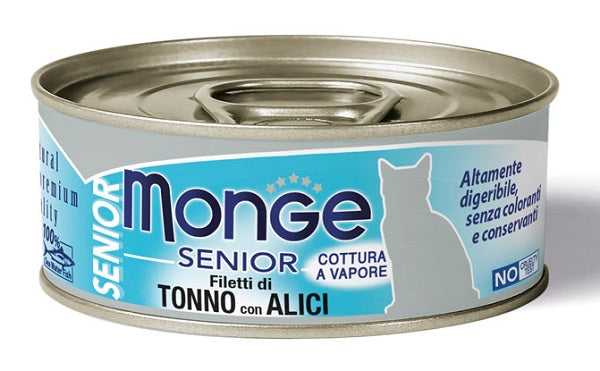 Monge natural quality gatto monge jelly filetti di tonno/acciughine senior 80 g