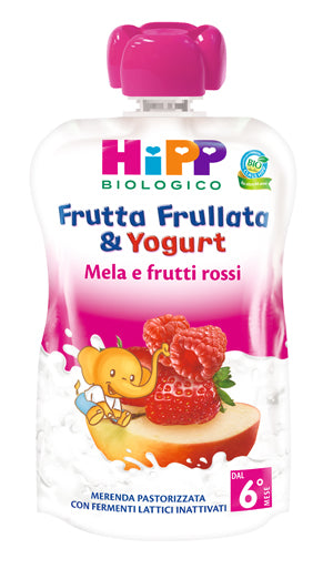 Hipp bio frutta frullata yogurt mela frutti rossi 90 g