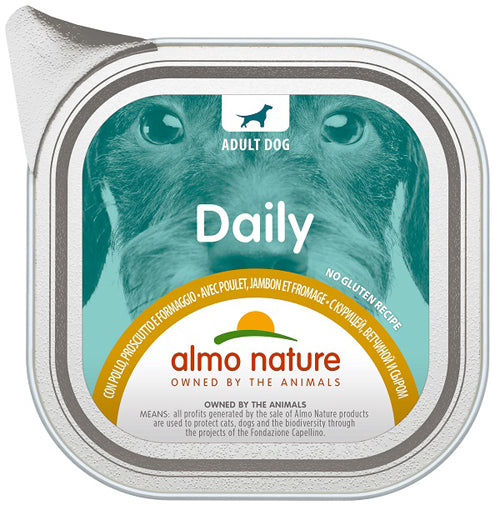 Daily menu dog pollo prosciutto formaggio 100 g