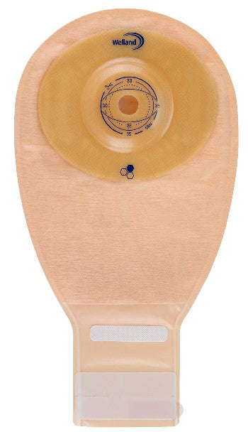 Sacca per ileostomia trasparente ritagliabile welland aurum profile ileo midi diametro 13-48 mm inizio convessita' 48 mm 10 pezzi