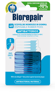 Biorepair oral care antibatterico scovolini monouso in gomma spazi stretti 40 pezzi