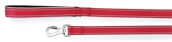 Guinzaglio reflex con maniglia in neoprene rosso 15 x 1200 mm
