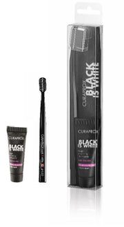 Curaprox black is white dentifrici sbiancanti 1 dentifricio da 10ml + 1 spazzolino