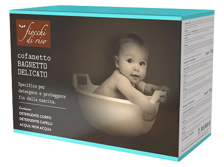 Fiocchi di riso cofanetto bagnetto 1 detergente corpo 200 ml + 1 detergente capelli 200 ml + salviete acqua non acqua 60 pezzi + beauty